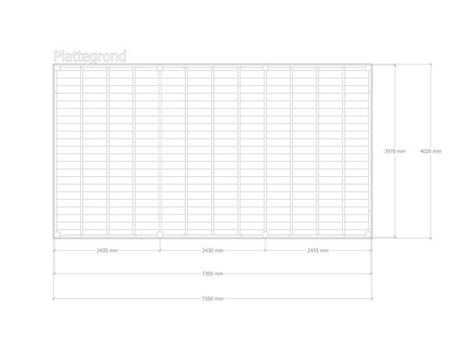 Douglas overkapping 402x735cm + wand blank verando, origin - afbeelding 2 van  6