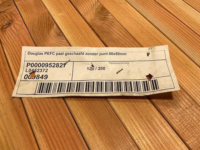 Douglas paal geschaafd - 197x4,5x4,5 cm (120x) - afbeelding 5 van  5