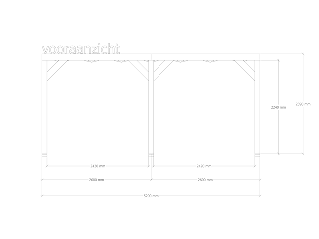 Douglas pergola 234 x 520 cm, verando, orgin - afbeelding 3 van  6
