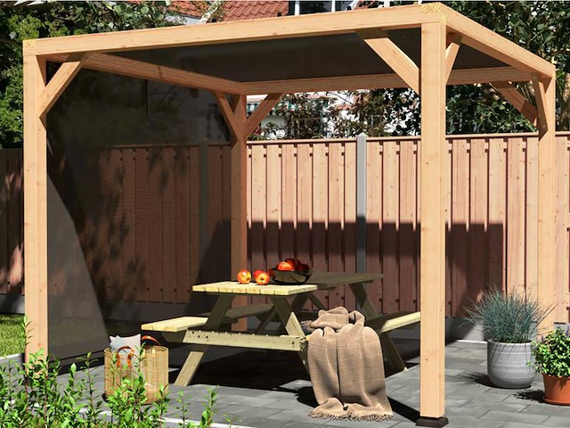 Douglas pergola met schaduwdoek - 400x300x232 cm - afbeelding 3 van  4