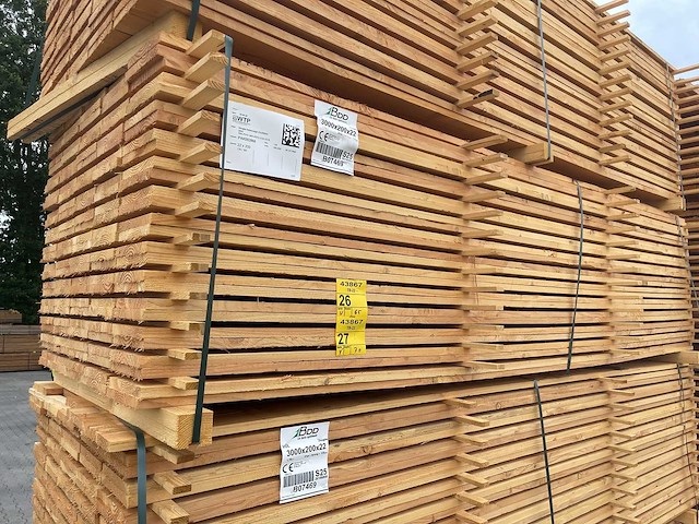 Douglas planken fijnbezaagd 3000x200x22mm (65x) - afbeelding 4 van  4