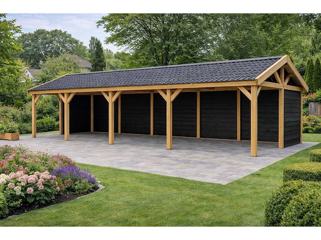 Douglas zadeldak overkapping - 1200x400x300 cm - afbeelding 1 van  5