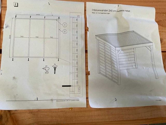 Douglas zweeds rabat wand t.b.v. overkapping 240x221 cm - afbeelding 2 van  6