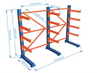Draagarm stelling 4 m heda, 2 sectie's l ca 272 cm, blauw/oranje - afbeelding 1 van  4