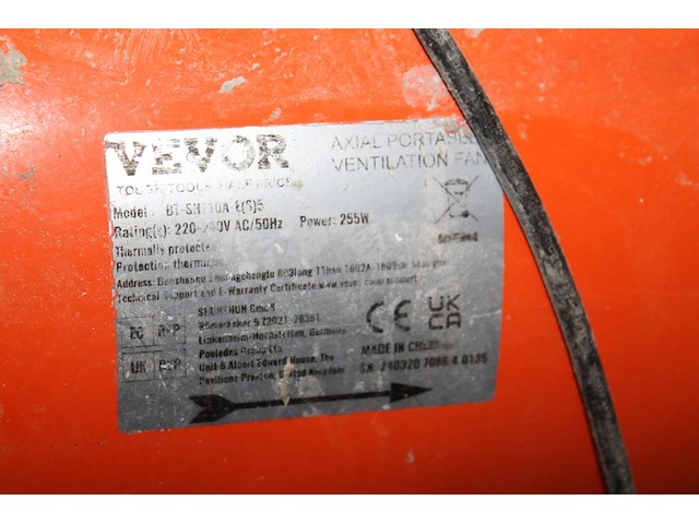 Draagbare ventilator vevor bt-sht10a. - afbeelding 3 van  3