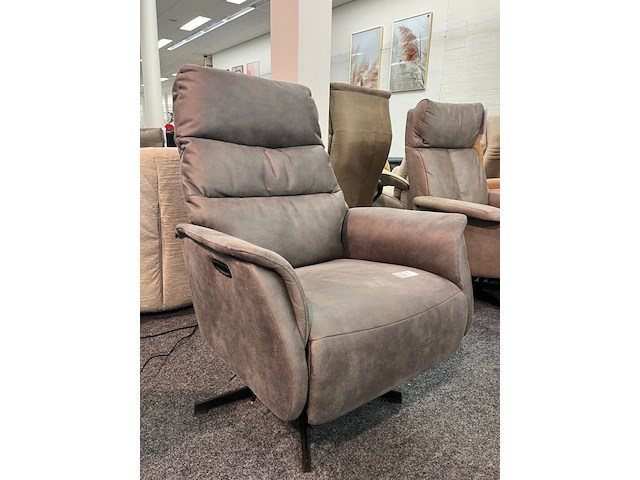 Draai fauteuil elektrisch oscar, microvezel taupe - afbeelding 2 van  6