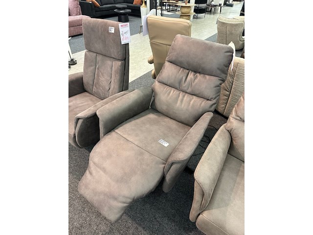 Draai fauteuil elektrisch oscar, microvezel taupe - afbeelding 6 van  6