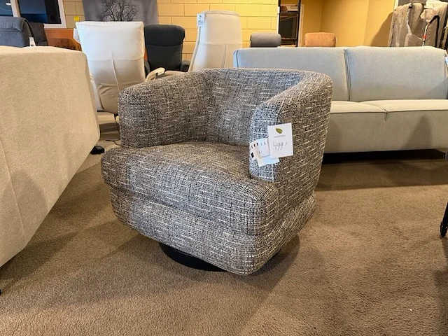 Draai fauteuil grijs/blauw - afbeelding 1 van  6