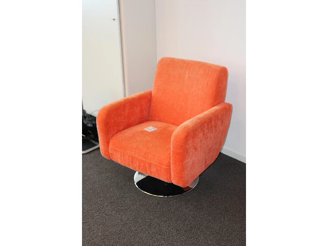 Draaibare fauteuil oranje gestoffeerd - afbeelding 2 van  2