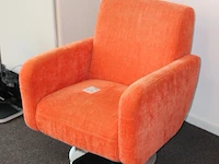 Draaibare fauteuil oranje gestoffeerd - afbeelding 2 van  2