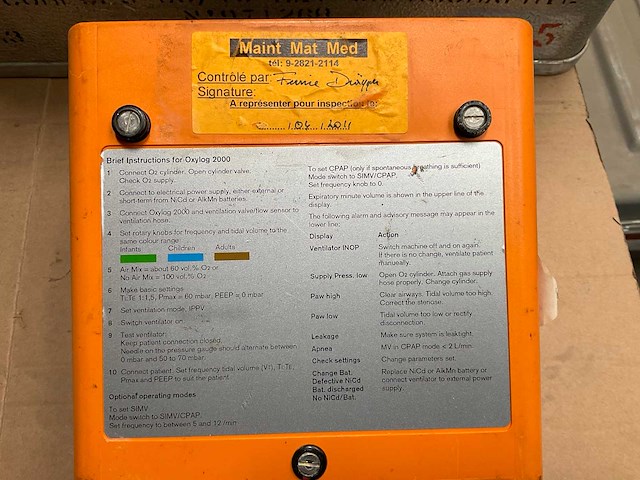 Dräger oxylog 2000 beademings apparat - afbeelding 7 van  10
