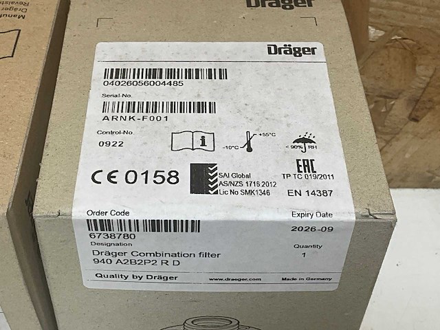 Drager x-plore rd40 a2b2 p2 r d 6738780 combinatiefilter 940 (4x) - afbeelding 4 van  4