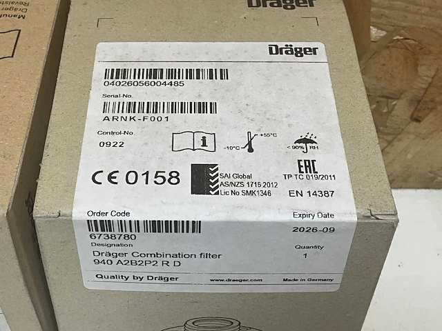 Drager x-plore rd40 a2b2 p2 r d 6738780 combinatiefilter 940 (4x) - afbeelding 4 van  4