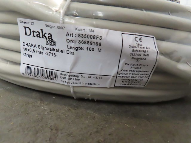 Draka - dca 16x0,8mm 2716 grijs - signaalkabel 100m - afbeelding 2 van  2