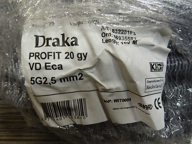 Draka - profit 20 gy vd eca 5g2,5mm2 - voorbedrade flexbuis 100m - afbeelding 2 van  2