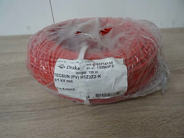 Draka - tecsun h1z2z2-k red - solarkabel 100 mtr - afbeelding 1 van  2
