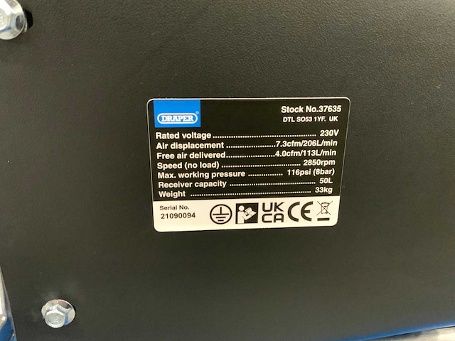 Draper - 50l - luchtcompressor - afbeelding 1 van  5