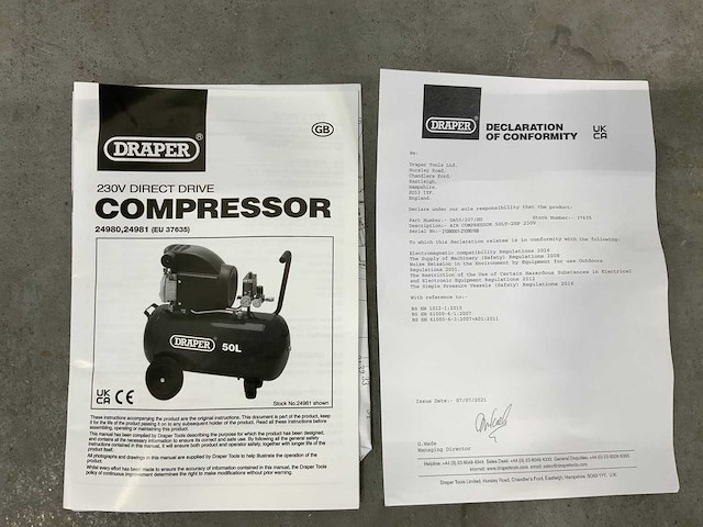 Draper - 50l - luchtcompressor - afbeelding 10 van  13