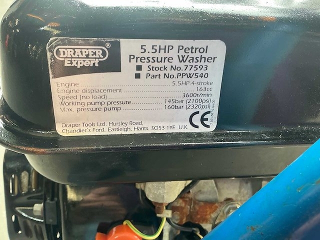 Draper 5.5hp hogedrukreiniger - afbeelding 2 van  10