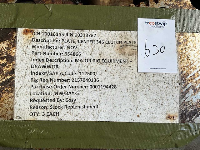 Draw works nov 345 clutch plate – centrale koppelingsplaat voor boorlier (3x) - afbeelding 4 van  4