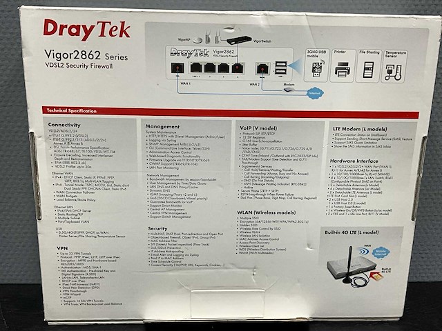 Draytek - vigor2862 vdsl2 - security firewall wifi, router & switch - afbeelding 13 van  15