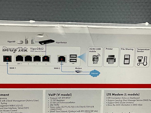 Draytek - vigor2862 vdsl2 - security firewall wifi, router & switch - afbeelding 14 van  15