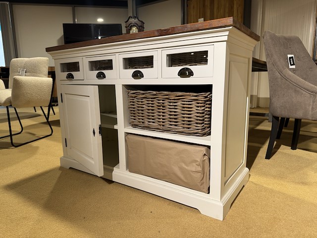 Dressoir, wit + bruin - afbeelding 1 van  5