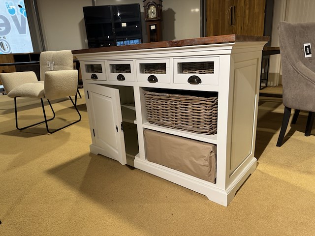 Dressoir, wit + bruin - afbeelding 2 van  5