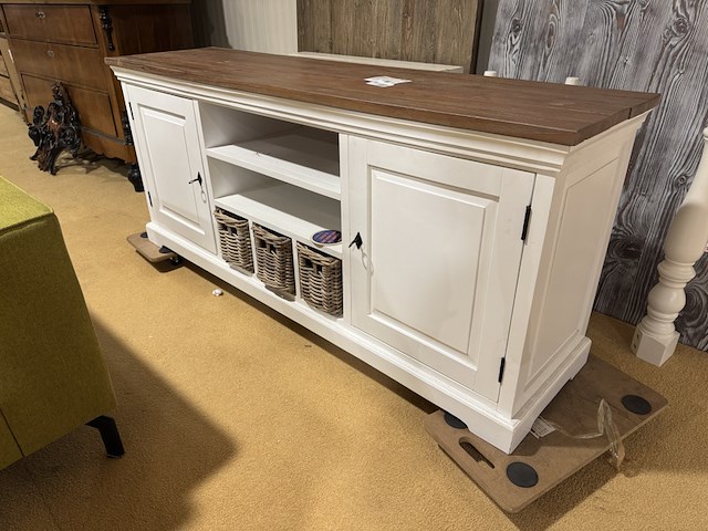 Dressoir, wit + bruin - afbeelding 1 van  4