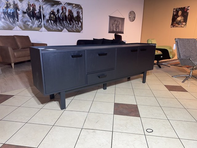 Dressoir, zwart fineer, zwart metalen onderstel - afbeelding 1 van  4