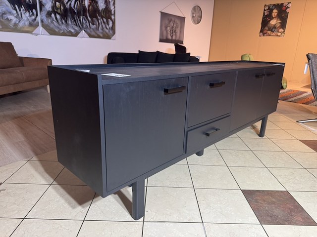 Dressoir, zwart fineer, zwart metalen onderstel - afbeelding 3 van  4