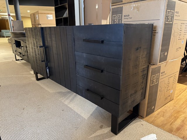 Dressoir, zwart mangohout, zwart metalen onderstel - afbeelding 3 van  5