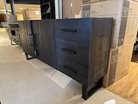 Dressoir, zwart mangohout, zwart metalen onderstel - afbeelding 3 van  5