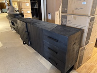 Dressoir, zwart mangohout, zwart metalen onderstel - afbeelding 4 van  5