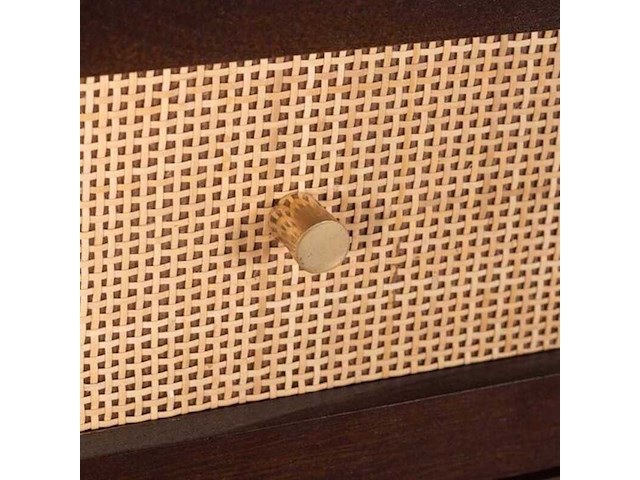 Dressoir/kast met 3 lades, mangohout/rattan - afbeelding 2 van  3