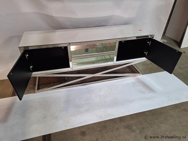 Dressoir/tv-meubelkast v.v. wit blad en verchroomd onderstel - afbeelding 5 van  5