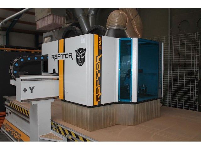 Drie-assig cnc bewerkingscentrum raptor 2142 met vacuümpomp, 8-koppige carrousel, boorunit en zaagunit. bo... - afbeelding 16 van  21