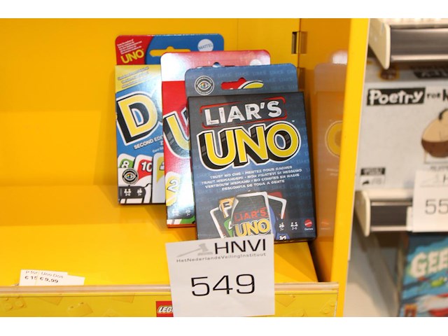 Drie divers uno kaartspellen w.o. uno, dos en liars. - afbeelding 1 van  2