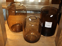 Drie rookglas vazen 30 cm. - afbeelding 1 van  3