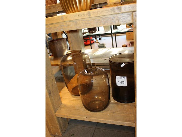 Drie rookglas vazen 30 cm. - afbeelding 2 van  3