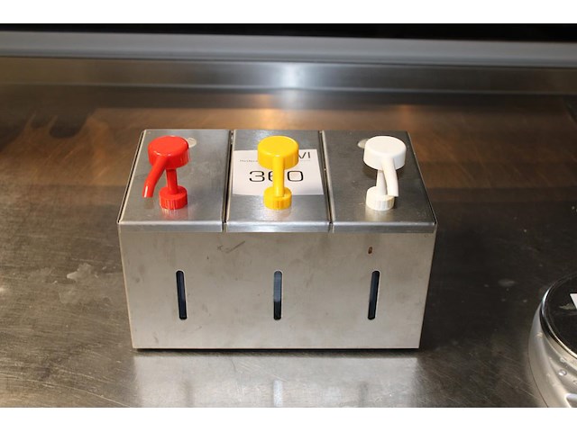 Driekoppige sausdispenser. - afbeelding 1 van  2