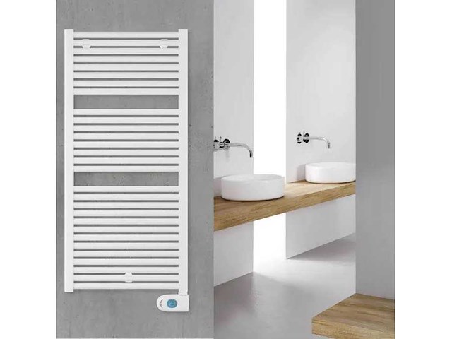 Drl 250742 elektr. badkamerradiator claudia (763mm) 760x400mm 400w wit ral9016 verkort snoer 25cm - afbeelding 1 van  5
