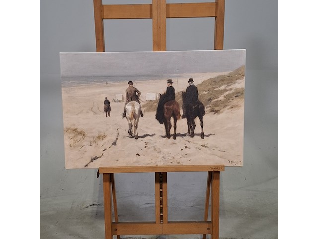 Druk op canvas, reproductie van anton mauve, morgenrit langs het strand - afbeelding 1 van  6
