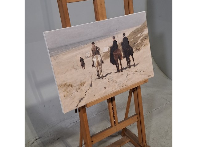 Druk op canvas, reproductie van anton mauve, morgenrit langs het strand - afbeelding 2 van  6