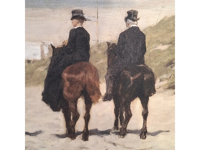 Druk op canvas, reproductie van anton mauve, morgenrit langs het strand - afbeelding 5 van  6
