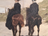 Druk op canvas, reproductie van anton mauve, morgenrit langs het strand - afbeelding 5 van  6