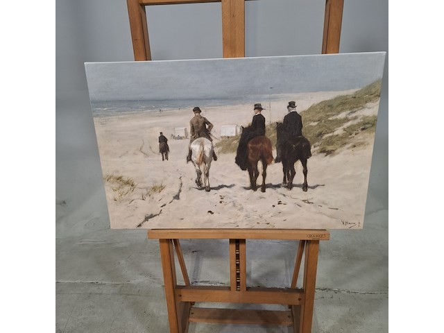 Druk op canvas, reproductie van anton mauve, morgenrit langs het strand - afbeelding 1 van  6
