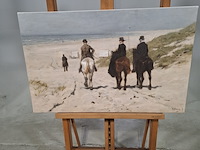 Druk op canvas, reproductie van anton mauve, morgenrit langs het strand - afbeelding 1 van  6