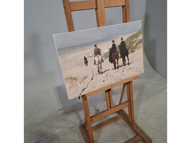 Druk op canvas, reproductie van anton mauve, morgenrit langs het strand - afbeelding 2 van  6