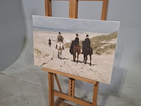 Druk op canvas, reproductie van anton mauve, morgenrit langs het strand - afbeelding 3 van  6